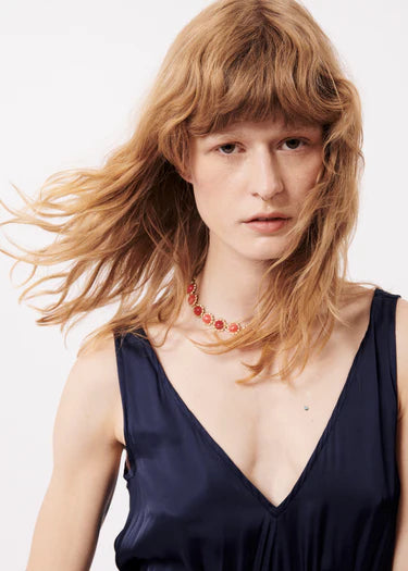FRNCH "Achouak" Woven Dress-Bleu Marine