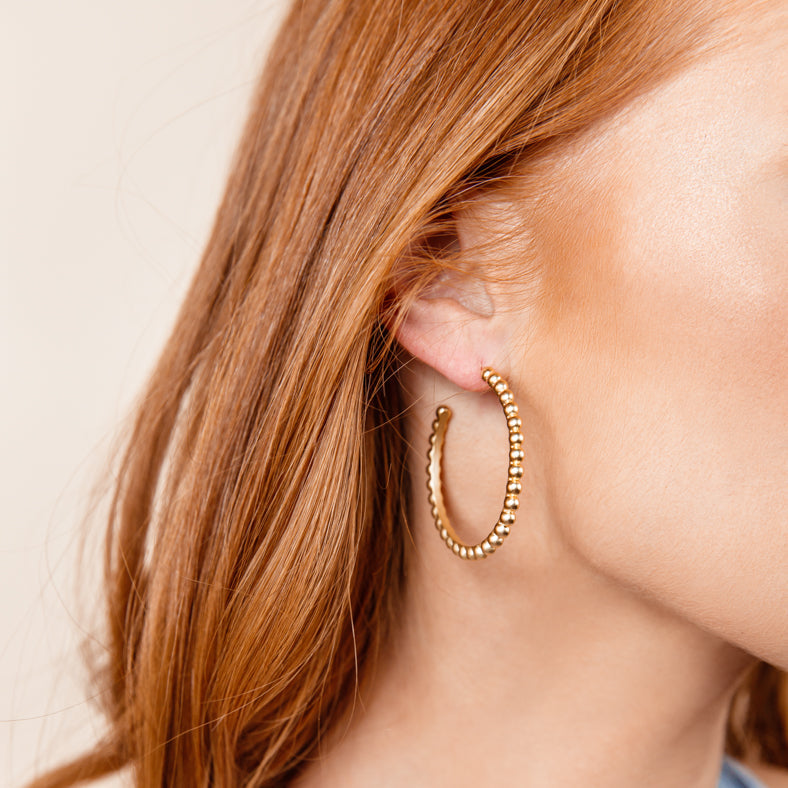 Natalie Wood Designs Beaded Hoops-Gold