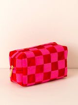 Shiraleah “Cara” Check Pattern Zip Pouch-Red/Pink