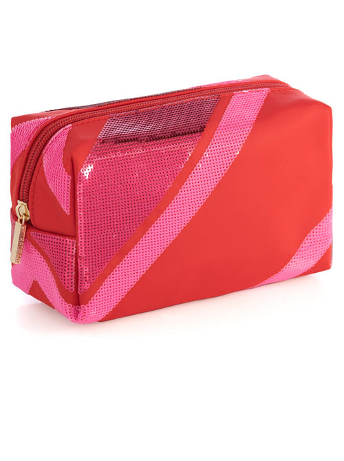 Shiraleah "Cara" Diagonal Pattern Zip Pouch-Red/Pink
