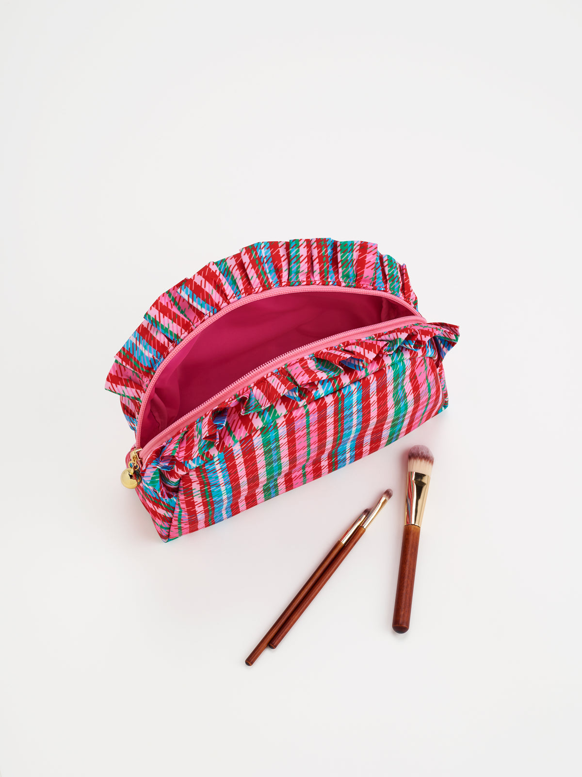 Shiraleah Plaid Large Ruffle Zip Pouch-Multi