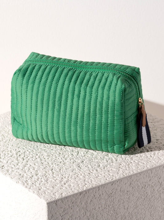 Shiraleah "Ezra" Quilted Nylon Large Boxy Cosmetic Pouch - Green