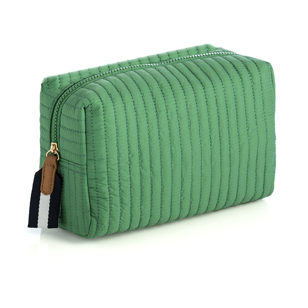 Shiraleah "Ezra" Quilted Nylon Large Boxy Cosmetic Pouch - Green