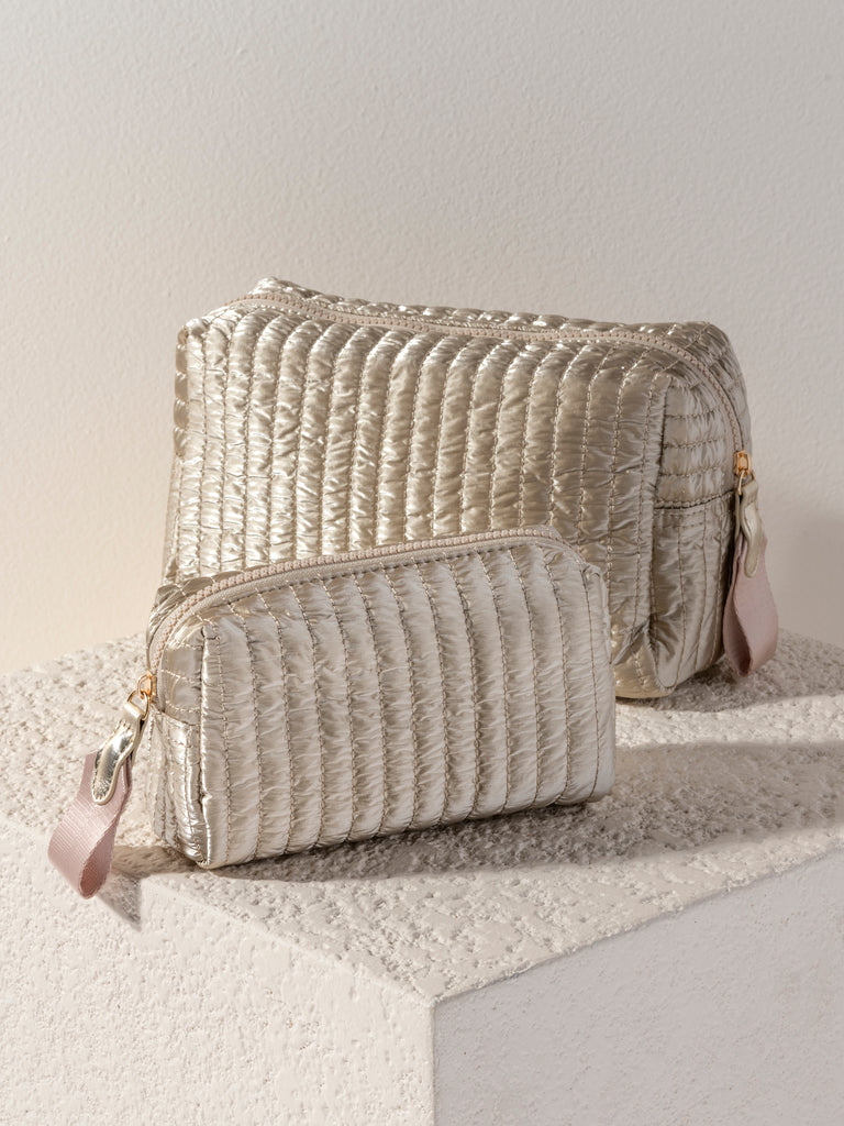 Shiraleah "Logan" Small Boxy Cosmetic Pouch-Gold