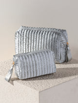 Shiraleah "Logan" Small Boxy Cosmetic Pouch-Silver