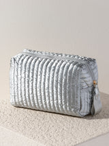 Shiraleah "Logan" Large Boxy Cosmetic Pouch-Silver
