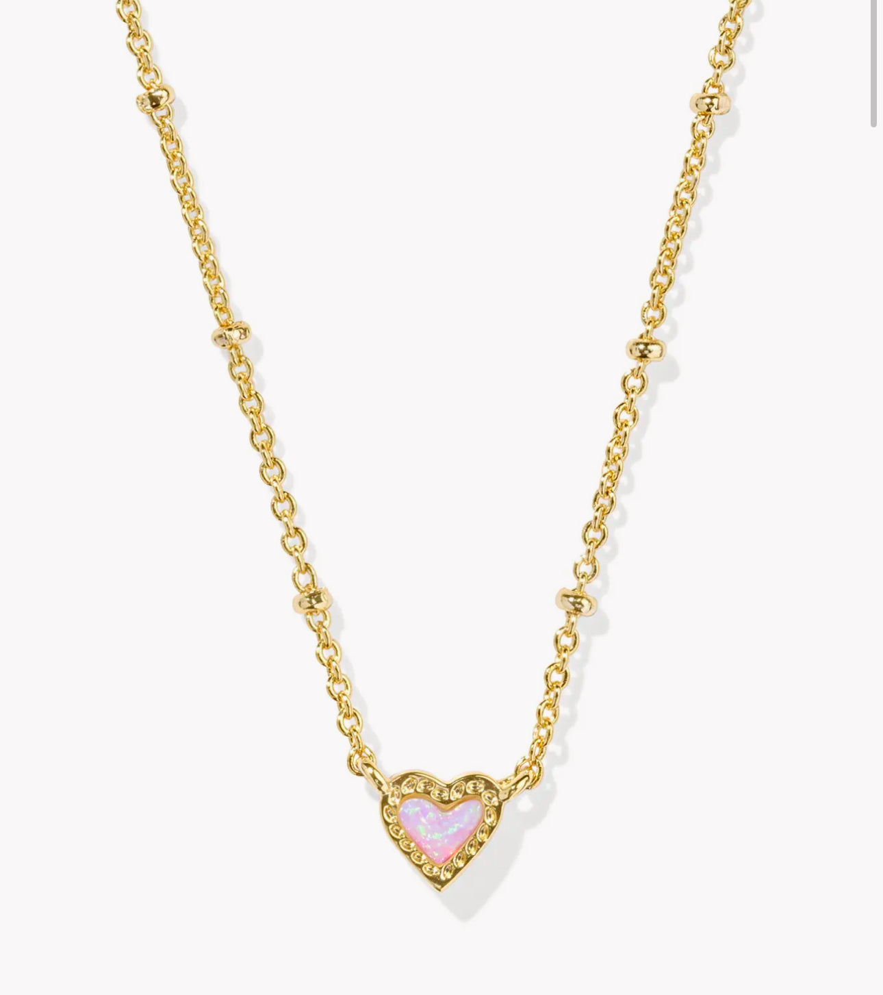 Kendra Scott Ari Heart Satellite Short Pendant Necklace-Gold Bubblegum Pink Kyocera Opal