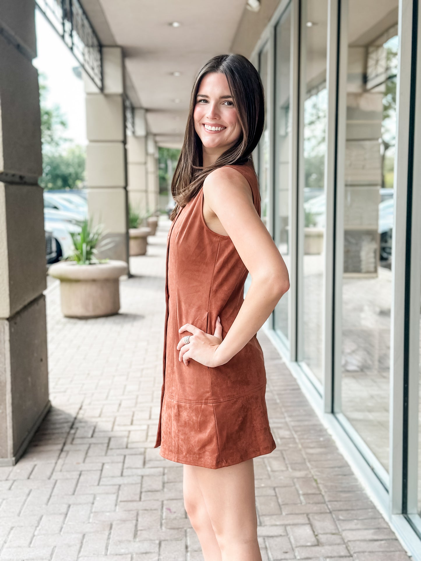 Lost + Wander “Regal Poise” Mini Dress - Coffee