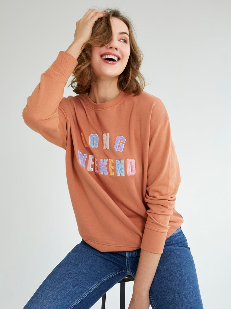 Shiraleah "Long Weekend" Sweatshirt-Rust