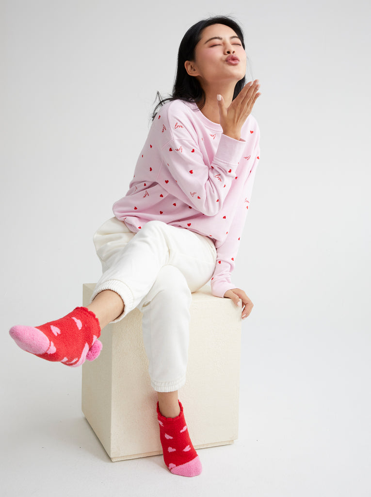 Shiraleah "Love" Hearts Sweatshirt - Blush