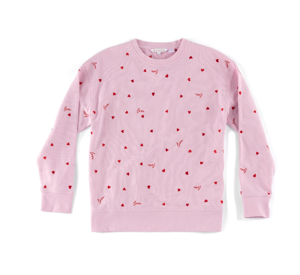Shiraleah "Love" Hearts Sweatshirt - Blush