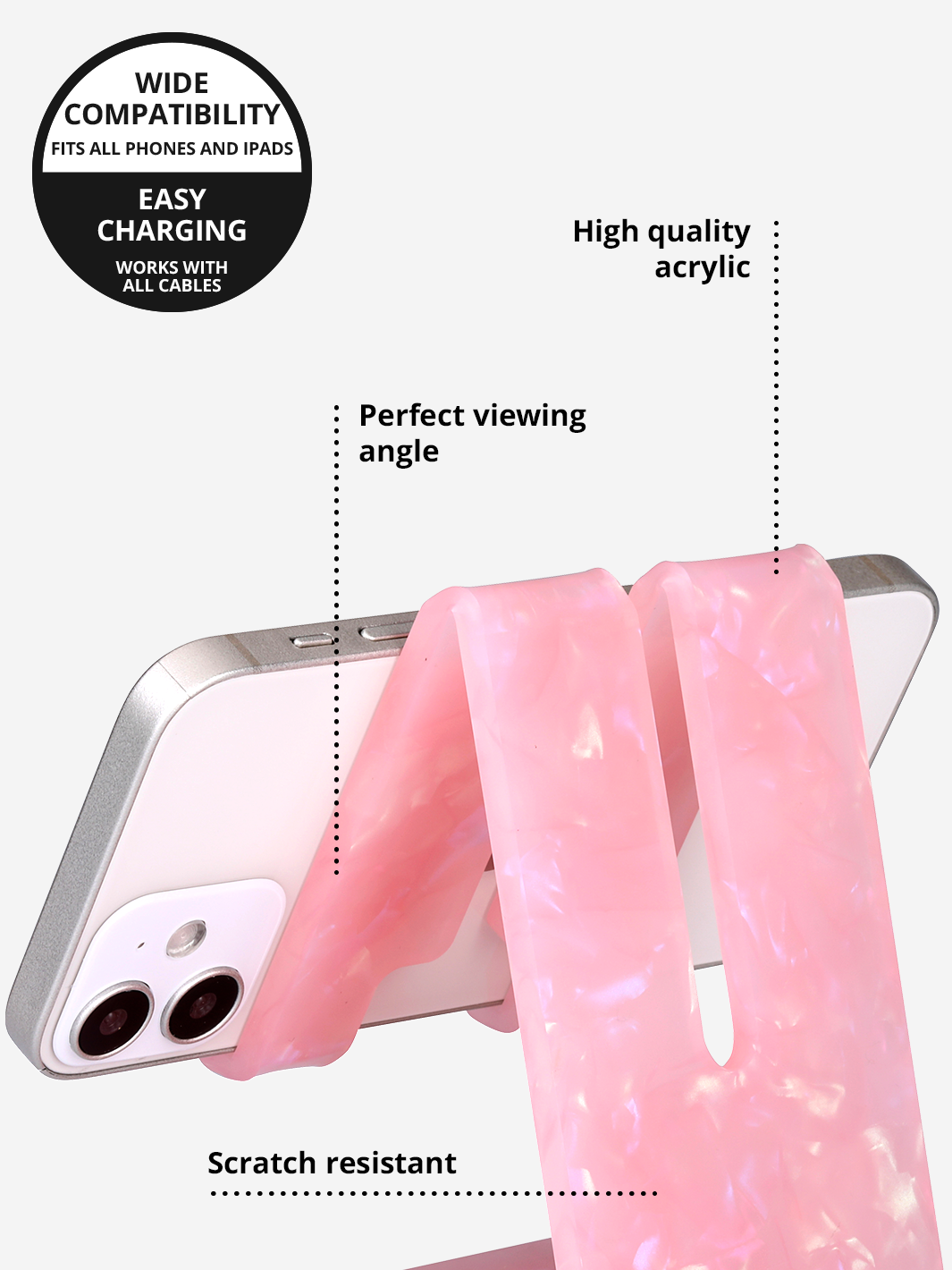 Ellie Rose Rose Quartz Phone and Tablet Stand