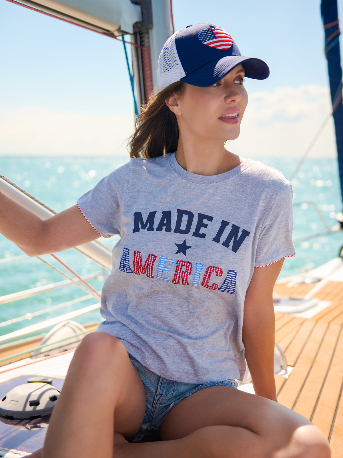 Shiraleah "Heart Flag" Trucker Hat-Navy