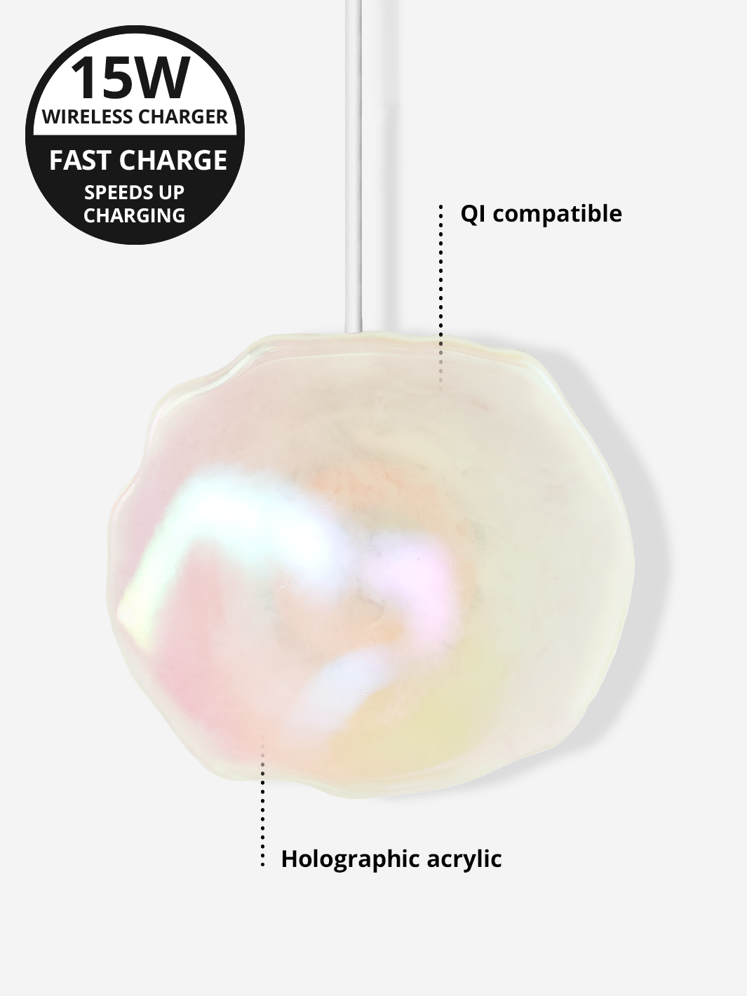 Ellie Rose Quartz Crystal Holographic Wireless Charger