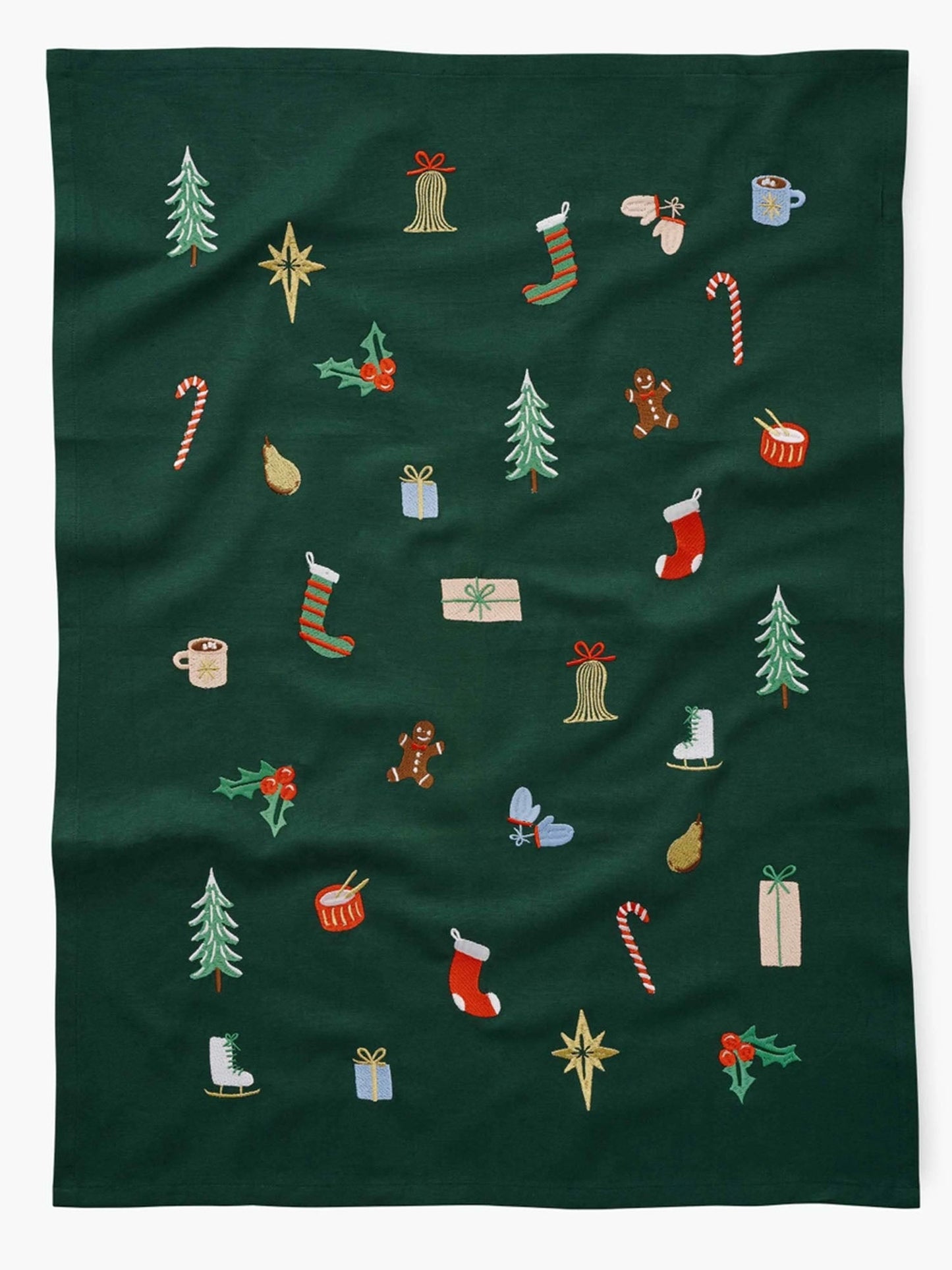 Rifle Paper Co. "Signs of the Season" Embroidered Tea Towel