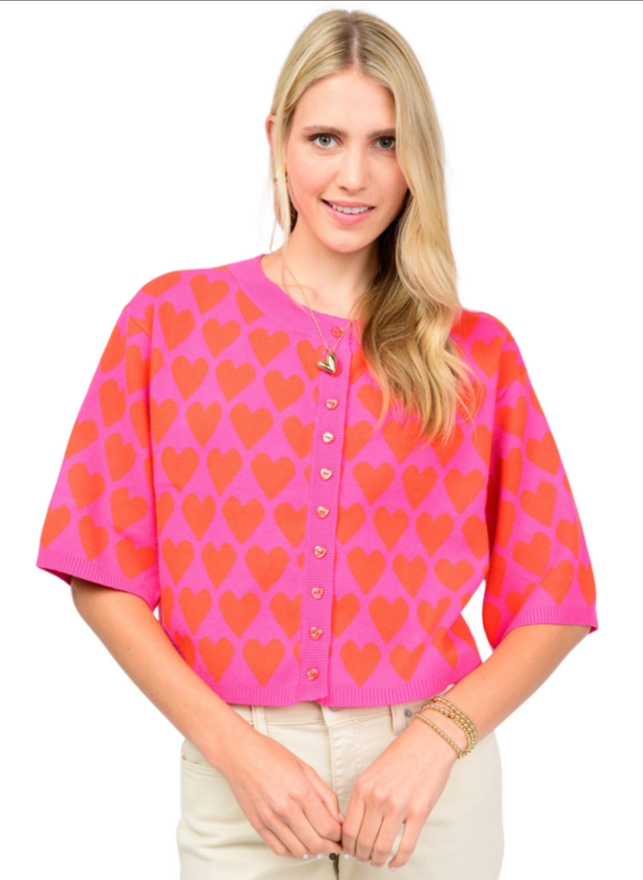 Uncle Frank "Heart Felt" Sweater-Pink/Orange