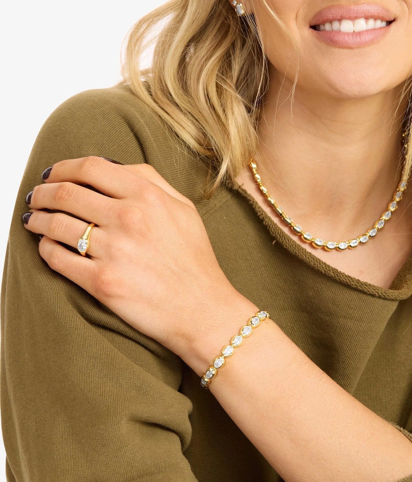 Melinda Maria “She’s a Boss” Tennis Bracelet-Gold/White
