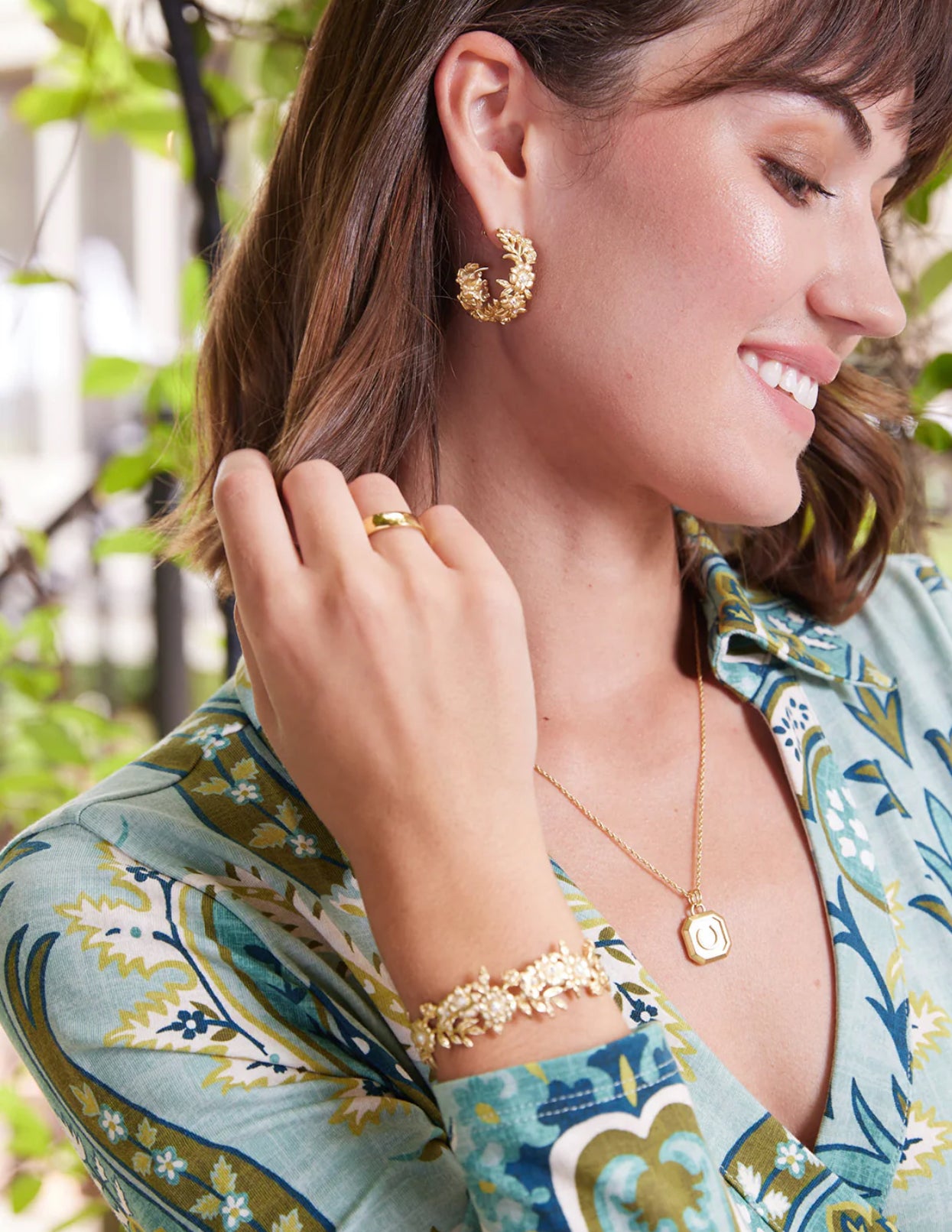 Spartina 449 Posy Party Hoop Earrings-Gold