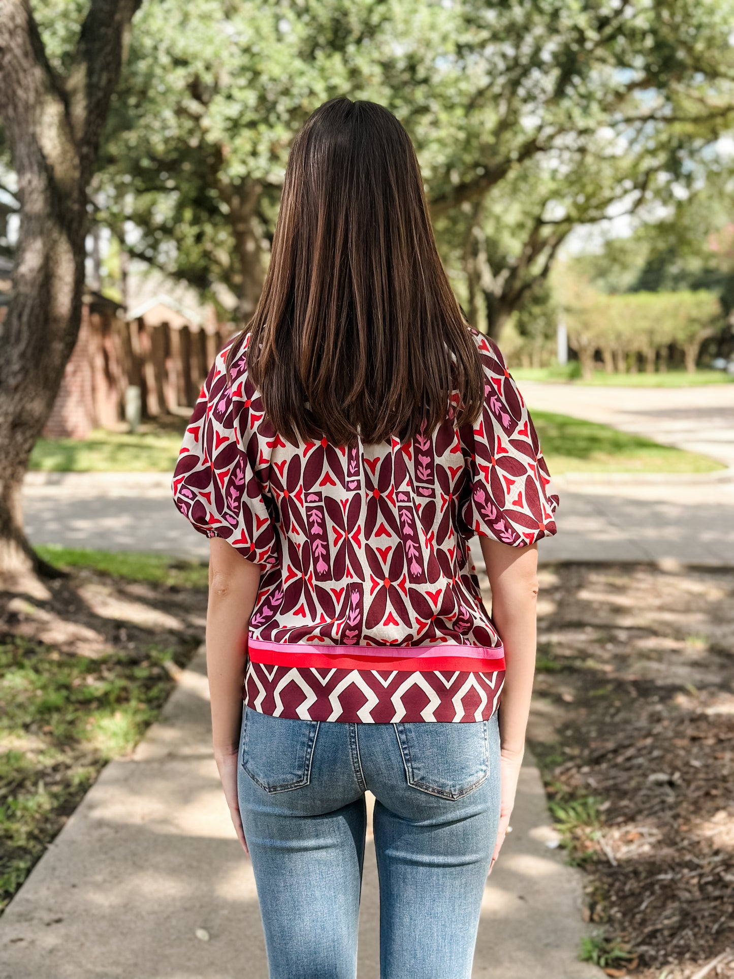 THML “Josephine” Top - Burgundy Mix
