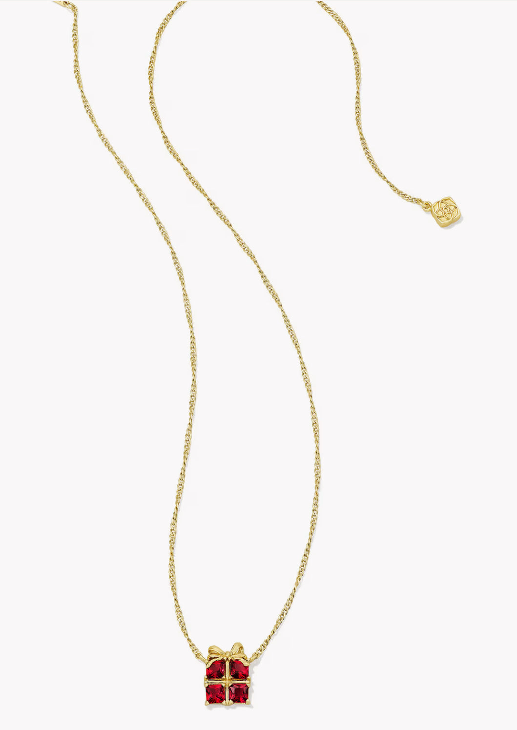 Kendra Scott Present Pendant Necklace-Gold Red Crystal
