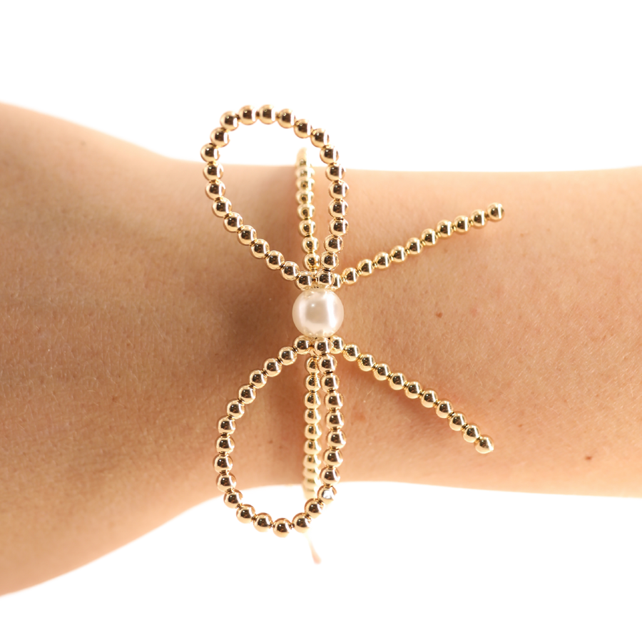 Beaded Blondes "Gold Bow" Bracelet-Standard 6.75"