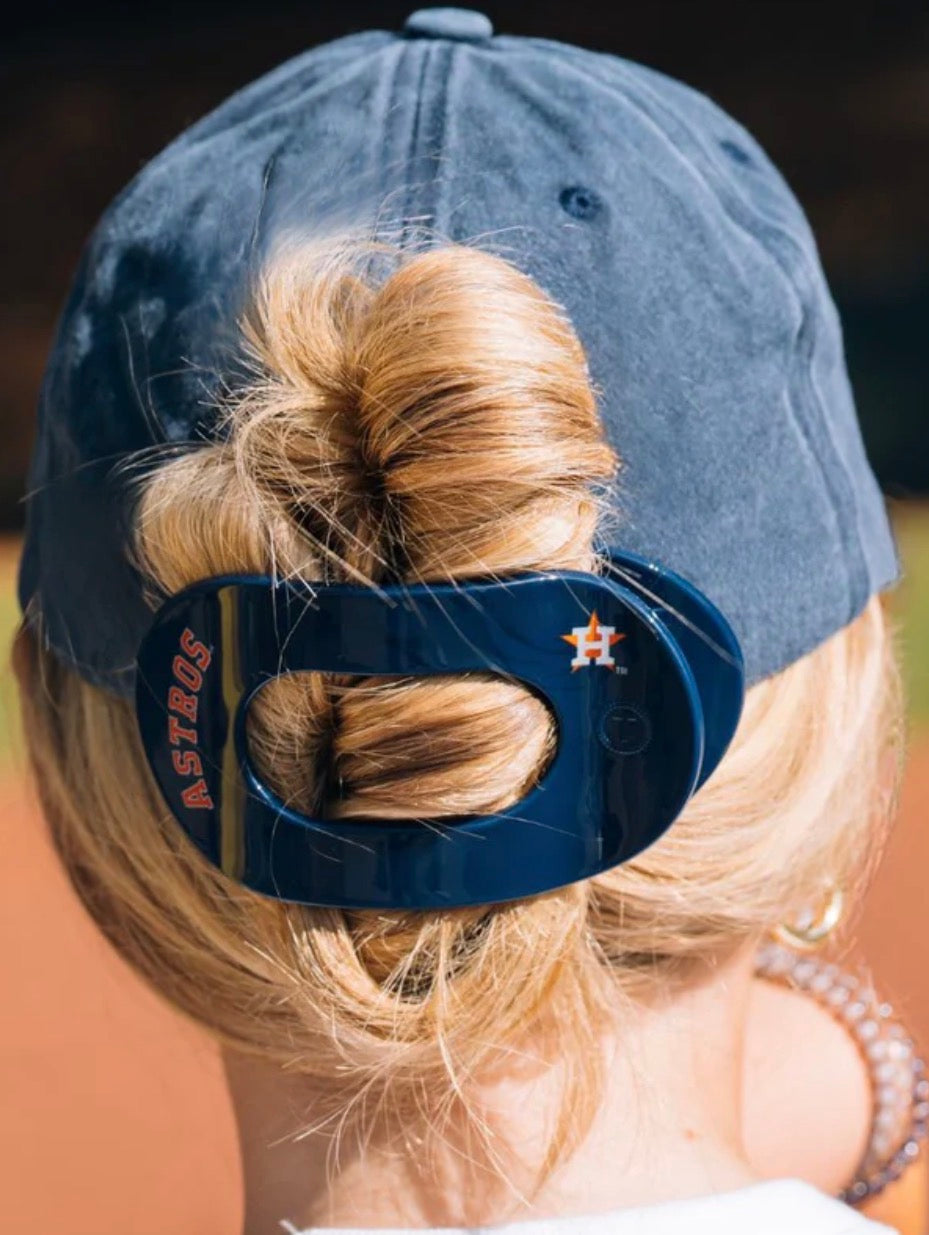 Teleties Large Flat Round Hairclip- Houston Astros