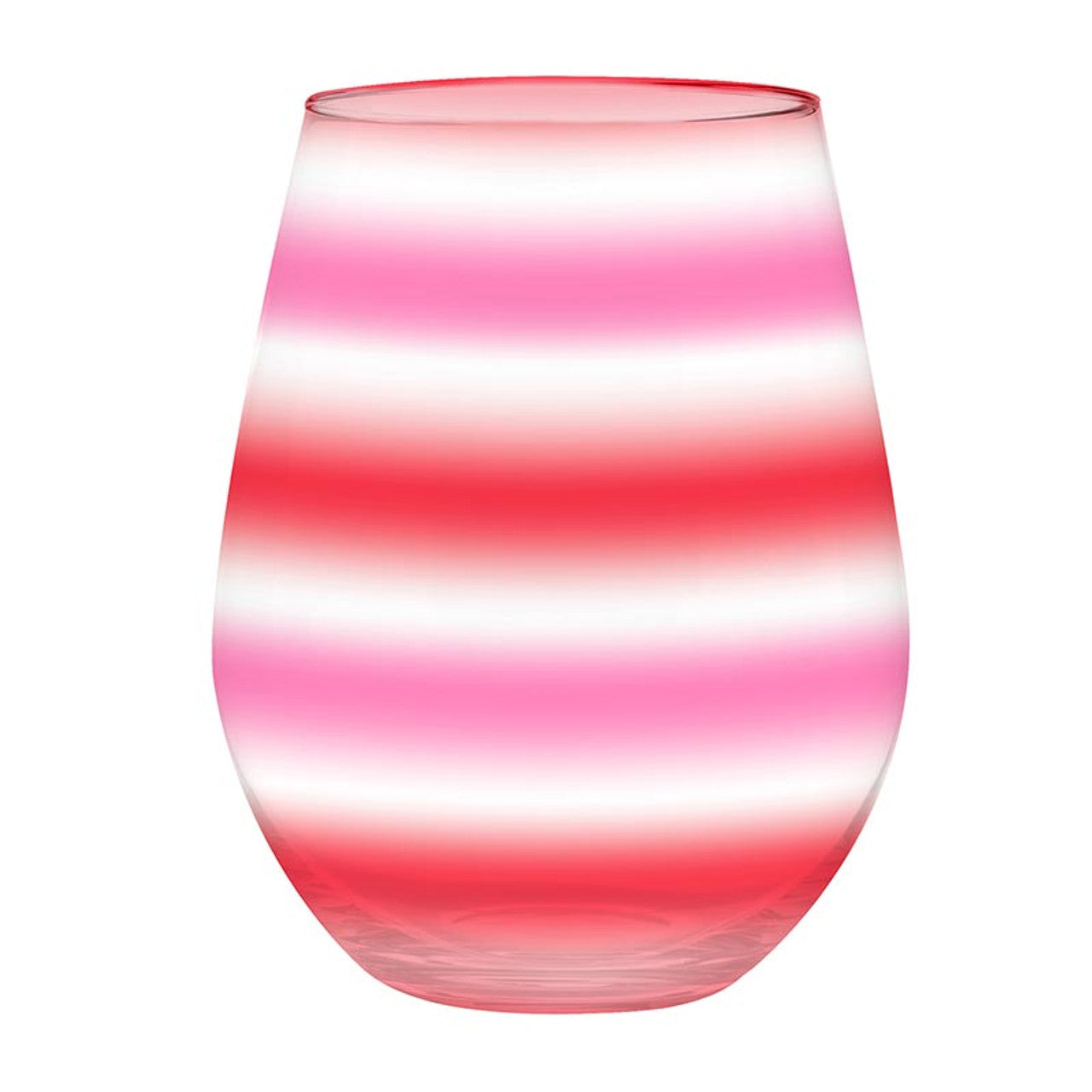 Slant Collection Jumbo Stemless Wine Glass - Pink/Red Stripes