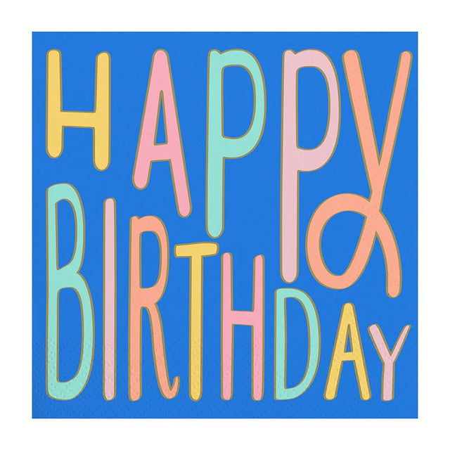 Slant Beverage Napkins - Happy Birthday
