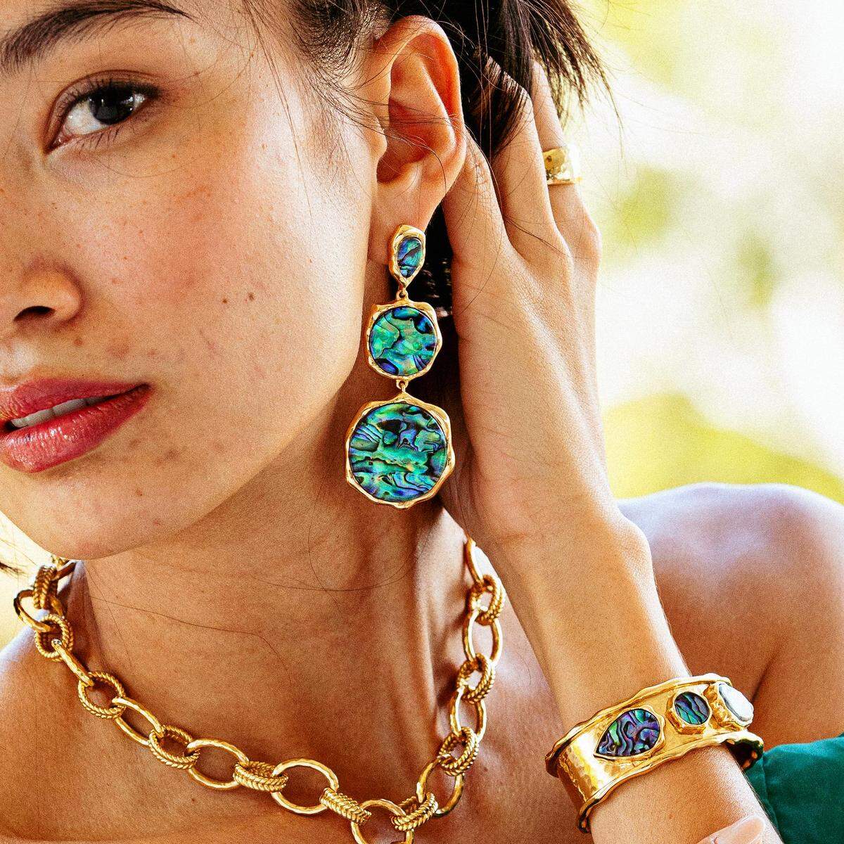 Capucine de Wulf “Aurora” Triple Drop Post Earrings - Abalone