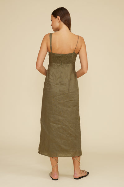 Lucy Paris “Fallon” Bead Detail Dress - Olive