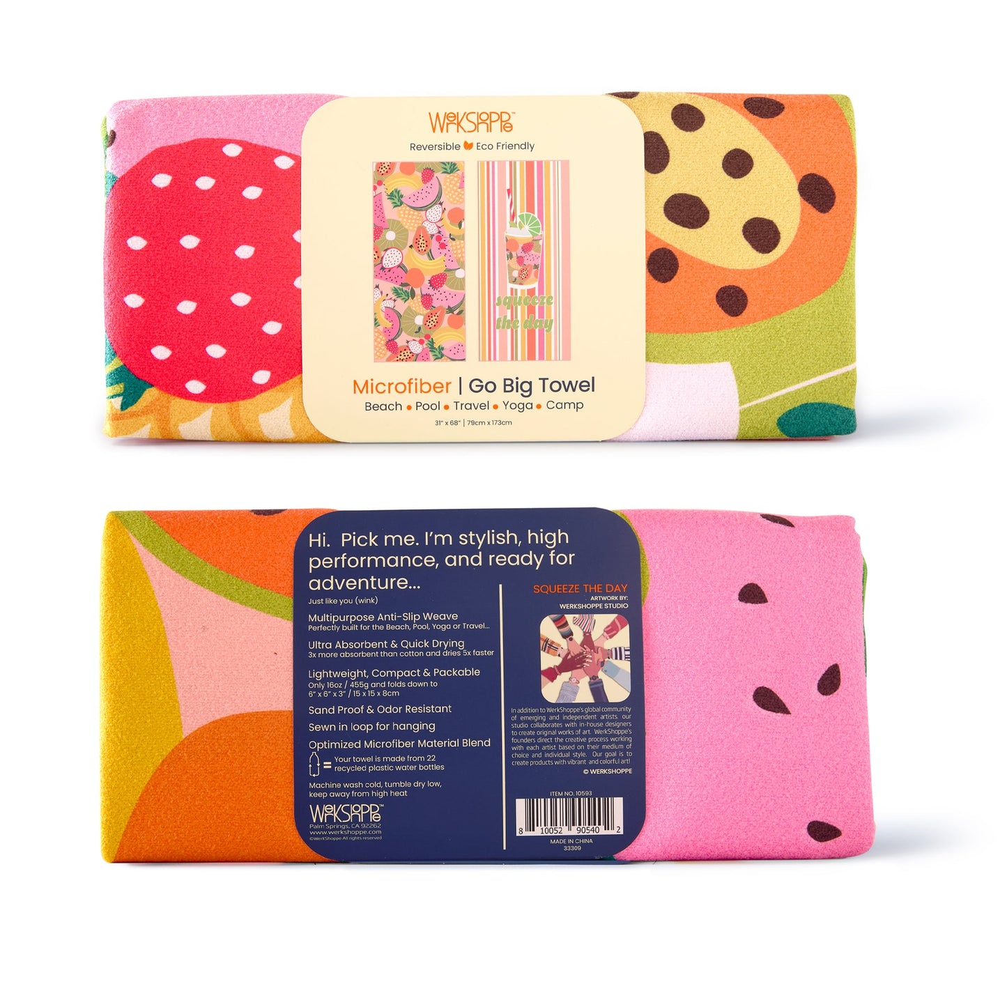 WerkShoppe “Squeeze the Day” Microfiber Go Big Towel