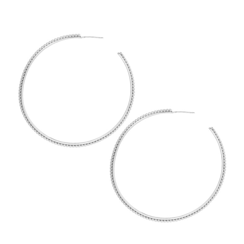 Natalie Wood Designs Large Beaded Hoops-Silver