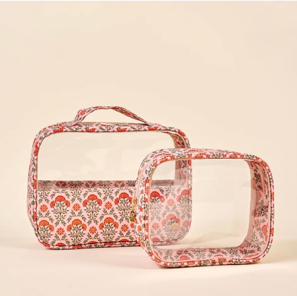 The Darling Effect Clearly Chic Cosmetic Bag Set-Everbloom Dusty Rose