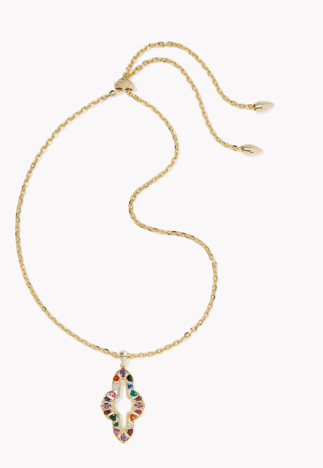 Kendra Scott Abbie Crystal Long Pendant Necklace-Gold Multi Mix