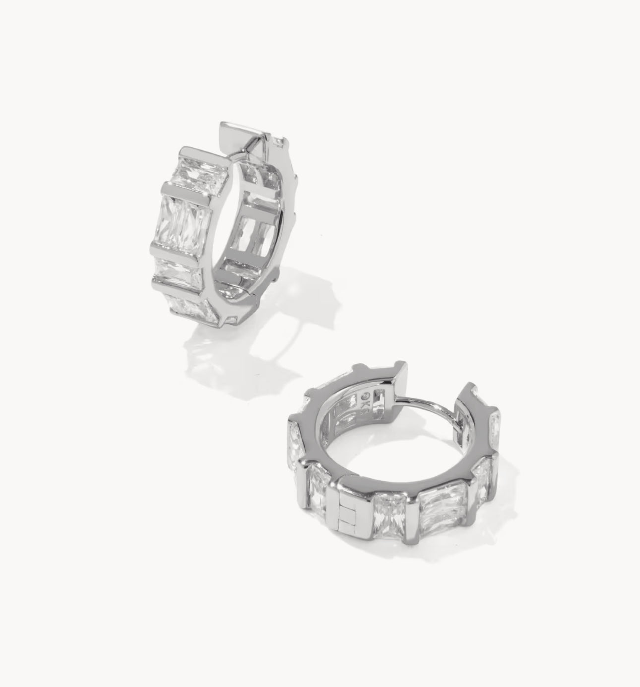 Kendra Scott Jamie Huggie Earring- Silver White CZ