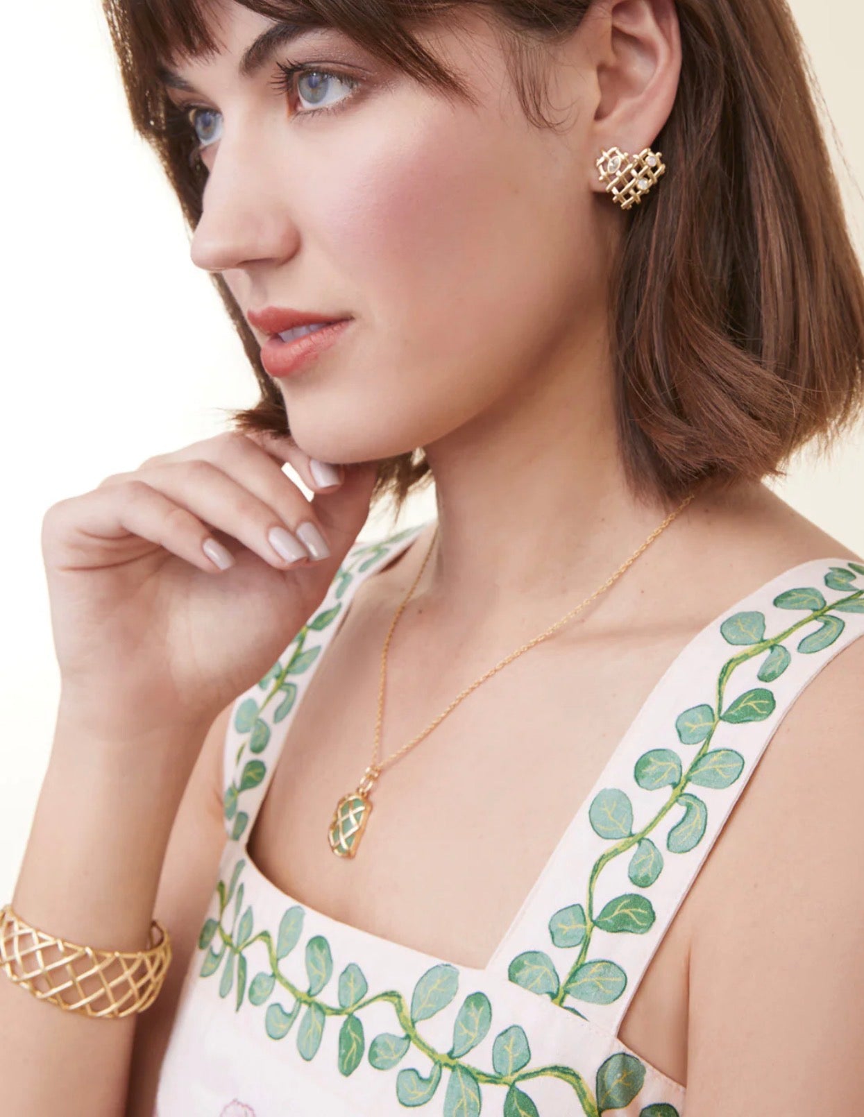 Spartina 449 Woven Heart Earrings -Crystal/Gold
