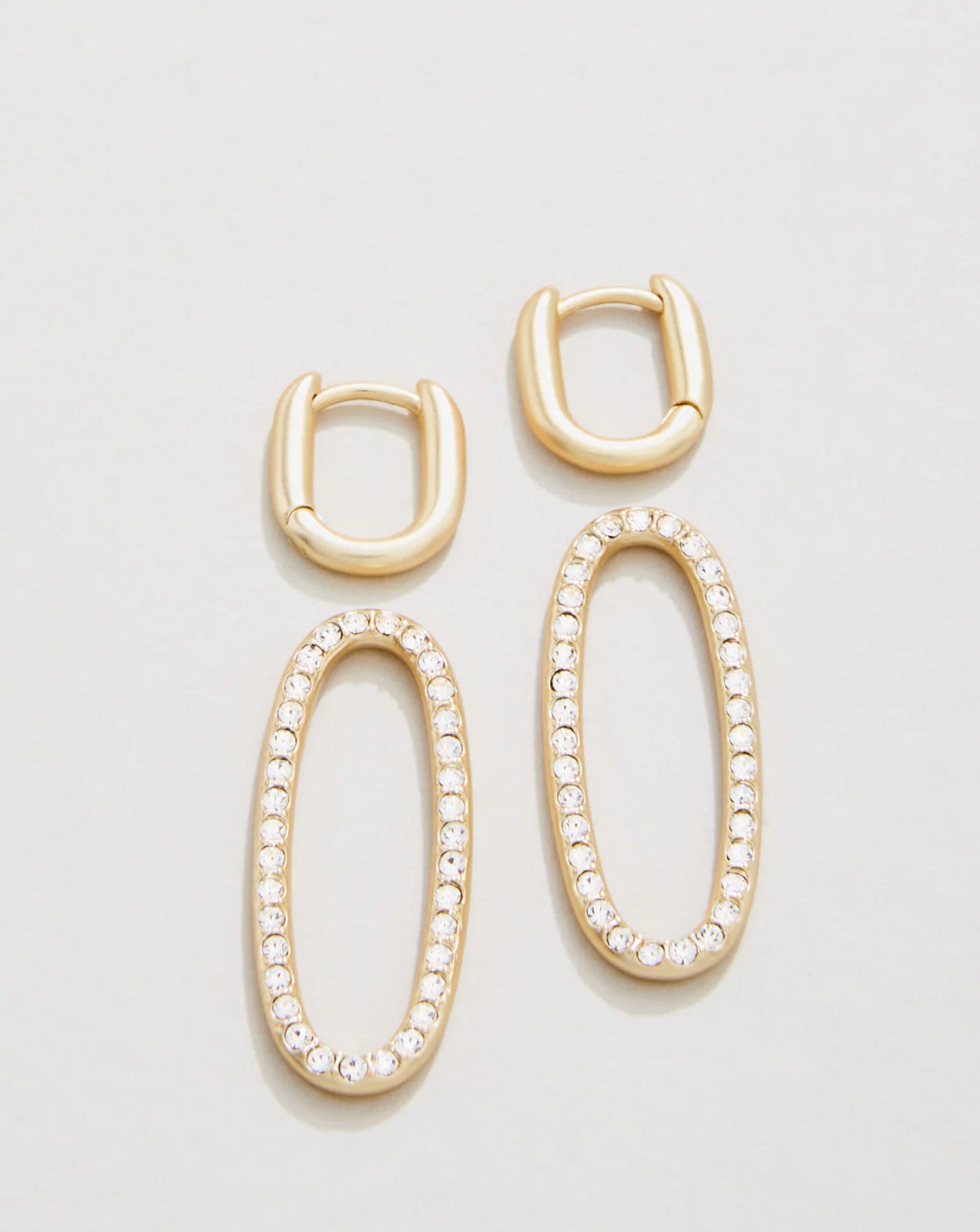 Spartina 449 Hudson Convertible Hoop Earrings-Crystal/Gold