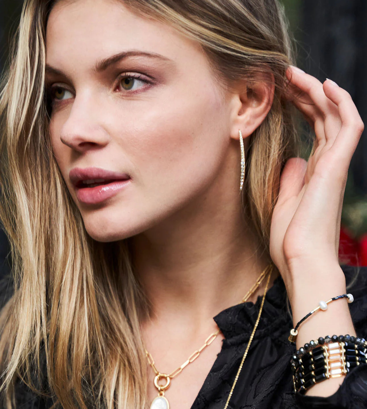 Spartina 449 Sparkle Arc Hoop Earrings-Large/Crystal