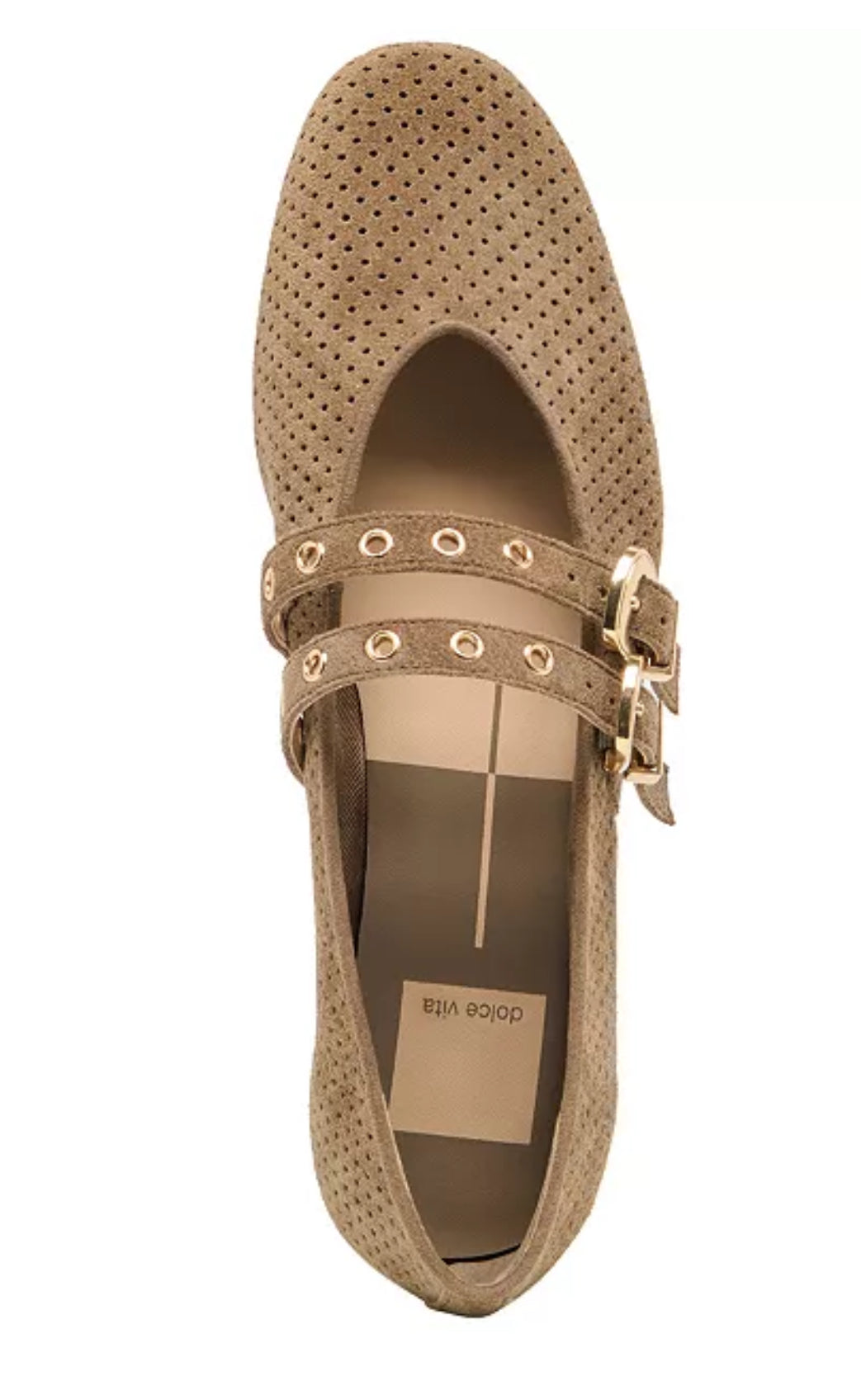 Dolce Vita "Baylee" Grommet Ballet Flats-Olive Perforated Suede