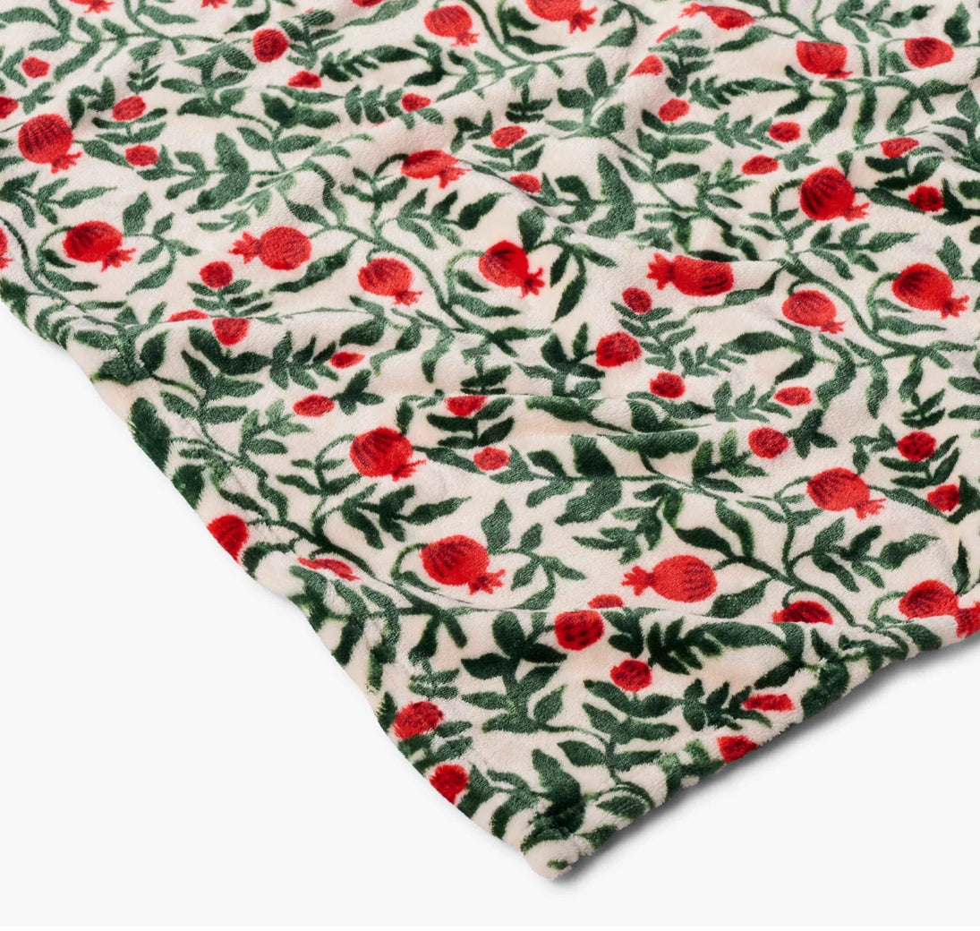 Rifle Paper Co. "Christmastide Pomegranate" Fleece Blanket