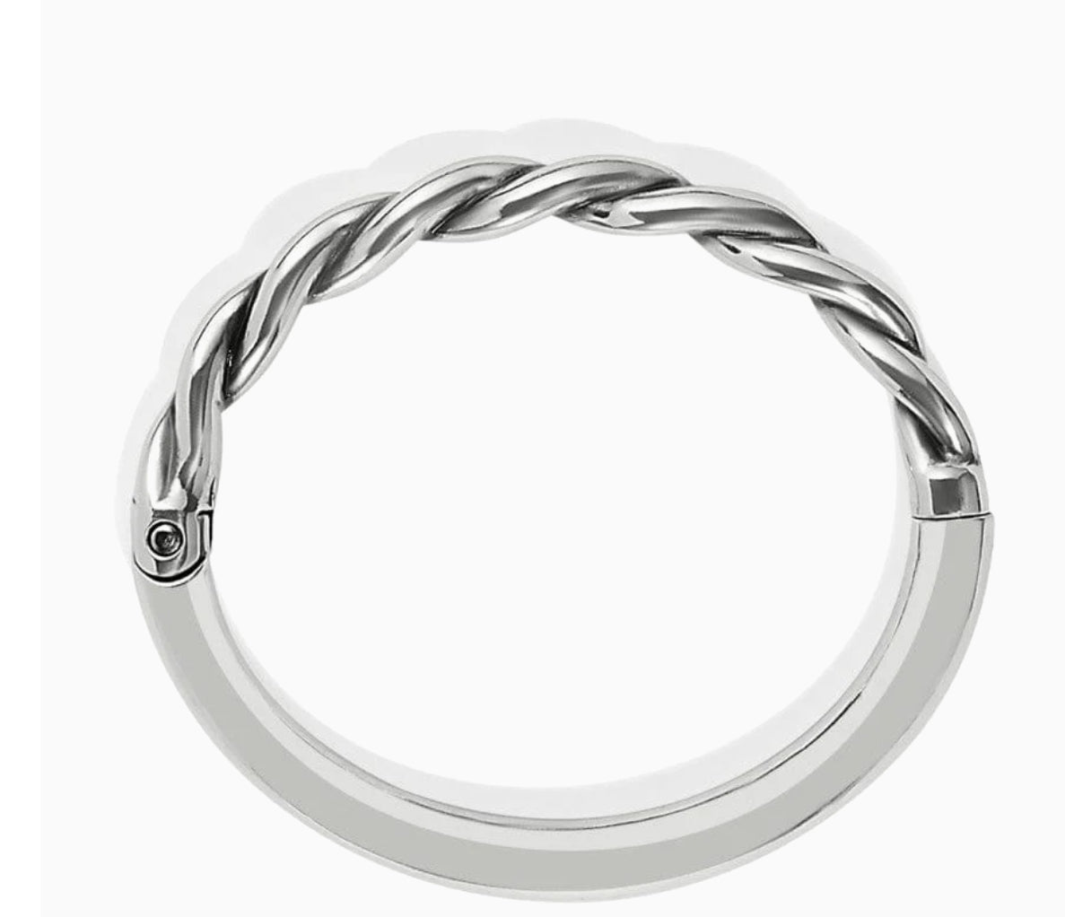 Brighton Interlock Twist Hinged Bangle-Silver