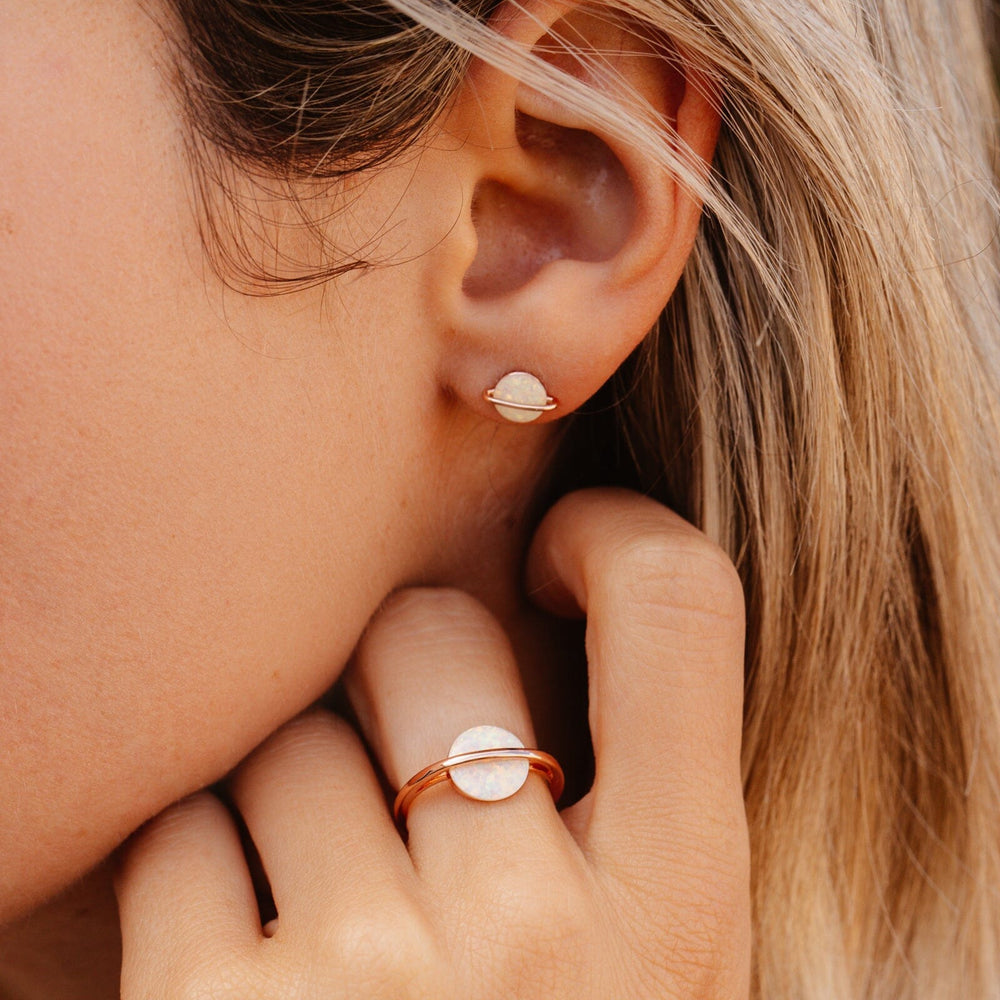 Puravida Opan Saturn Stud Earring- Rose Gold