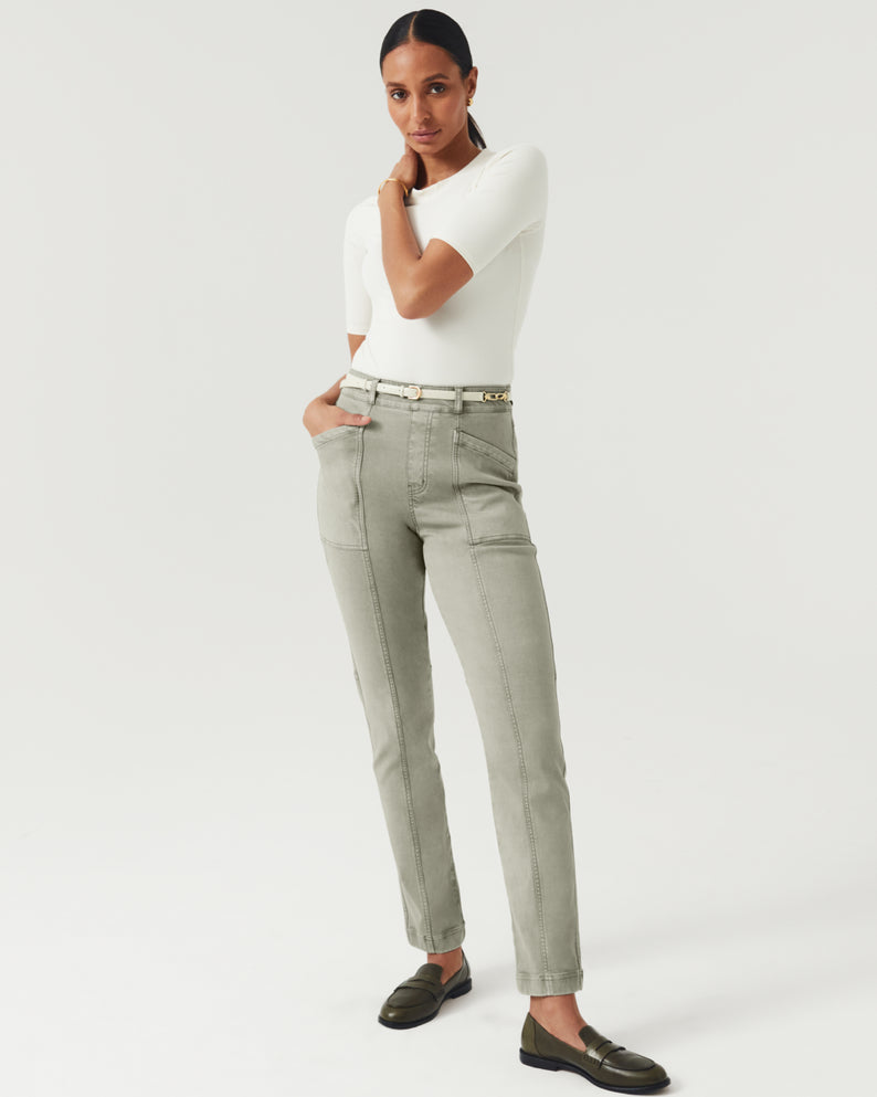 Spanx Stretch Twill Straight Leg Pant-Olive Oil