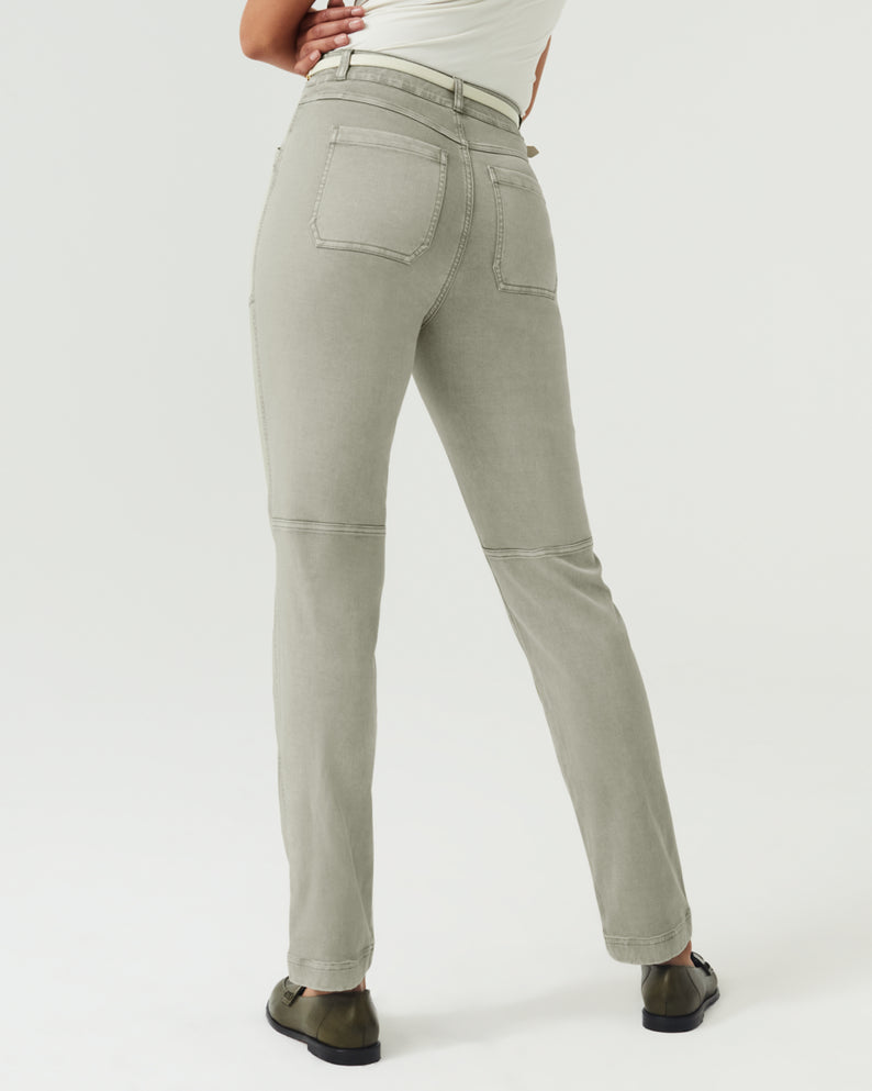Spanx Stretch Twill Straight Leg Pant-Olive Oil