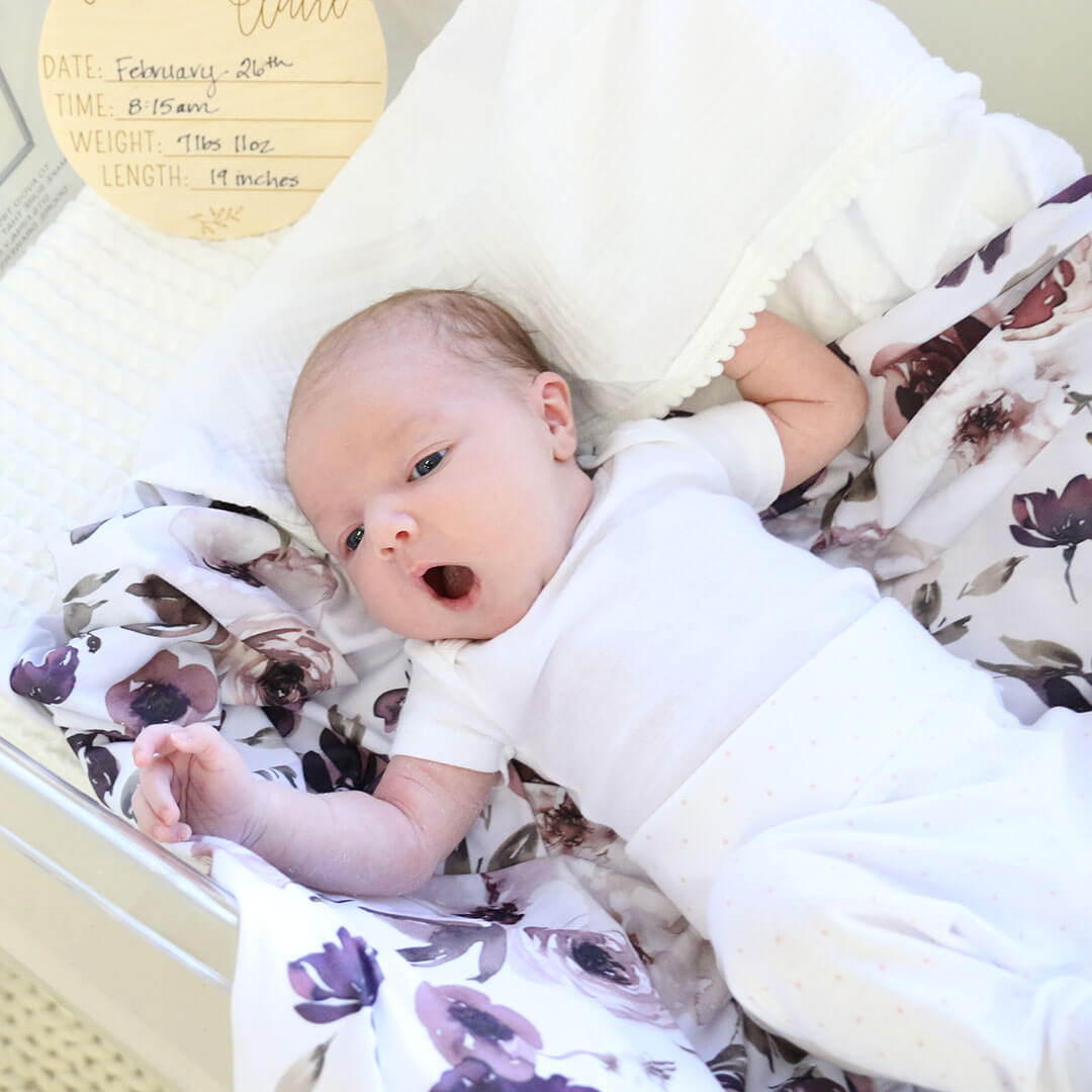 Caden Lane “Demi’s Dusty Purple Floral” Oversized Swaddle Blanket