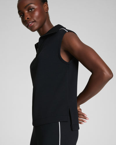 Spanx AirPique Sleeveless Half Zip - Very Black