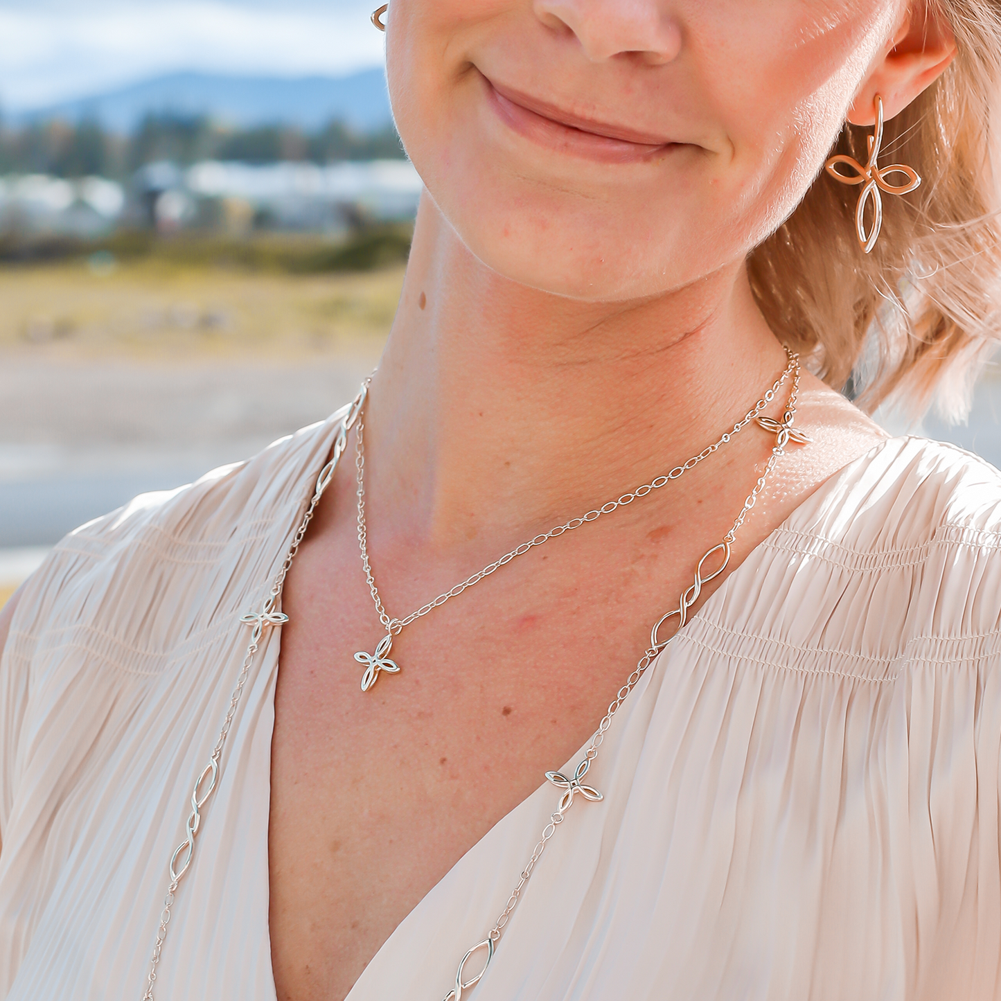 Natalie Wood Designs "She's Classic" Cross Drop Necklace-Silver