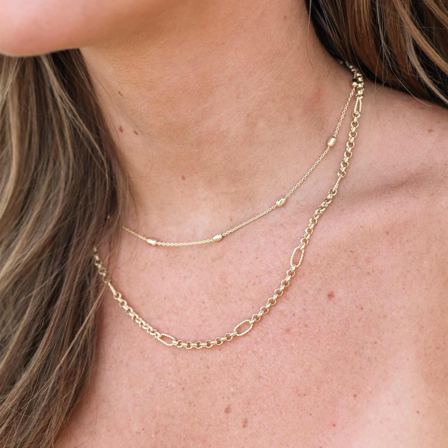 Natalie Wood Designs "Eclipse" Chain Layering Necklace - Gold