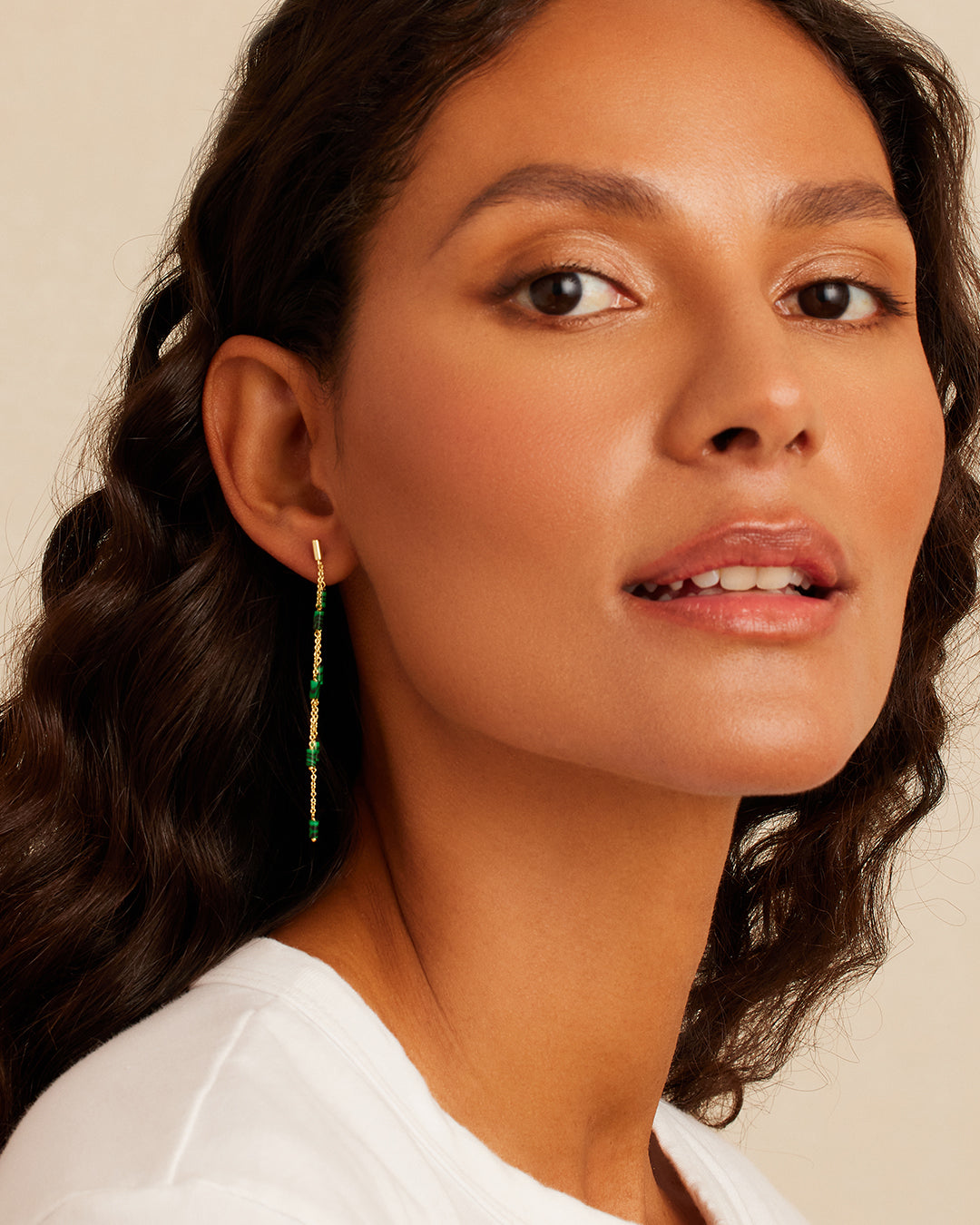 Gorjana Tatum Bead Earrings-Malachite Green