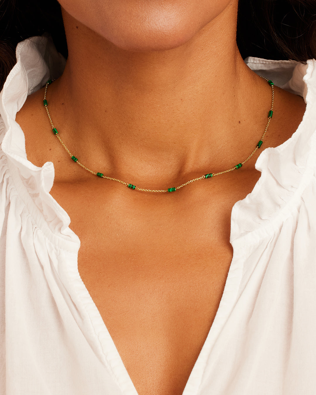 Gorjana Tatum Bead Necklace-Malachite Green